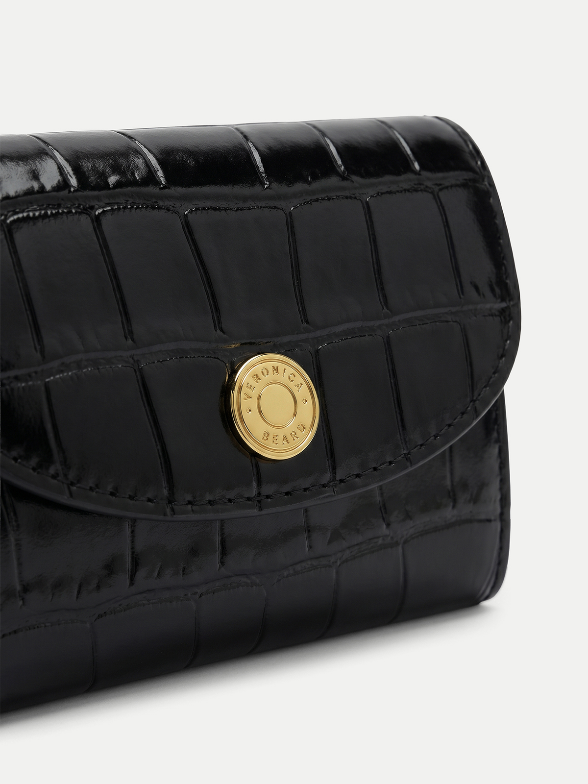 Croc-Embossed Flap Card Holder