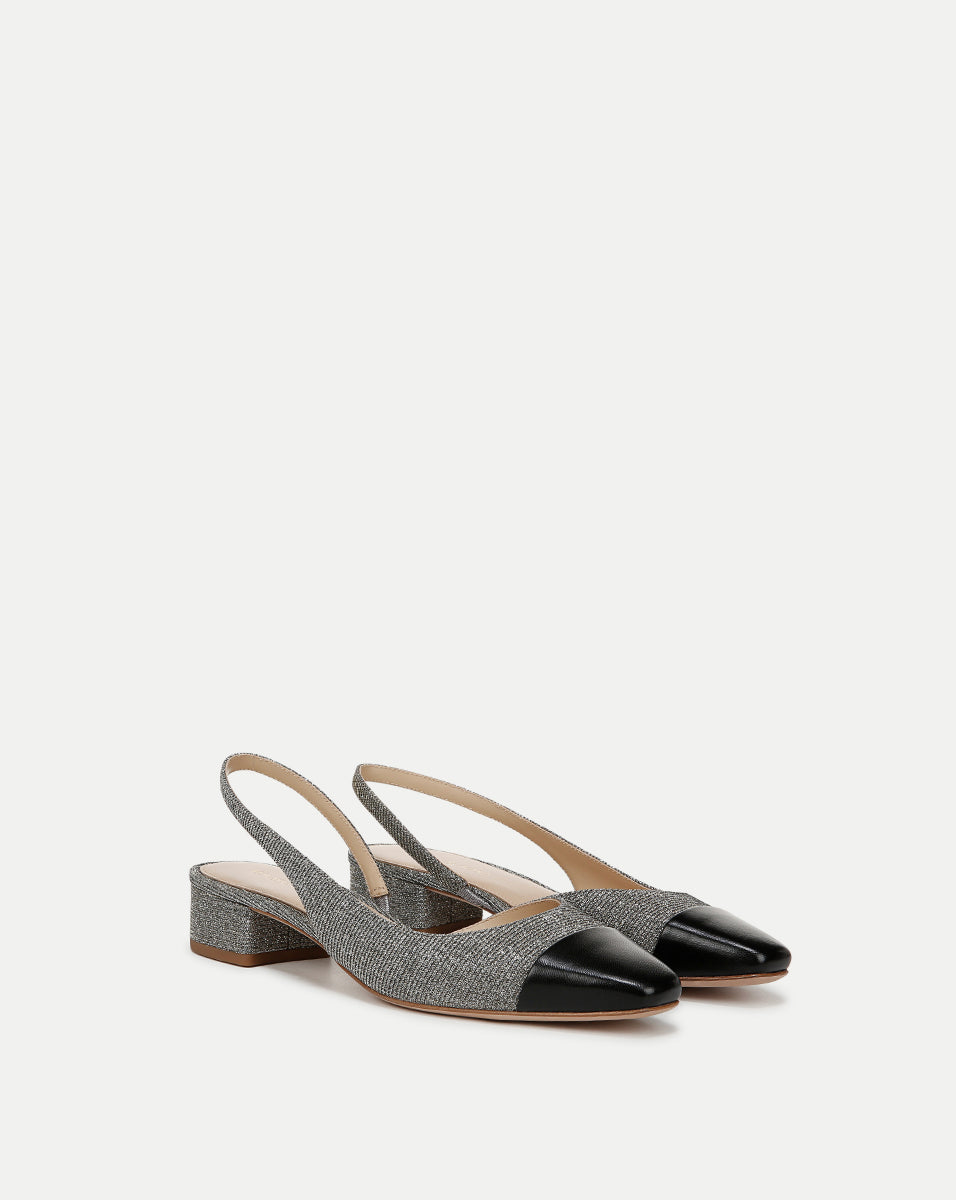 Cecile Lurex Cap-Toe Slingback