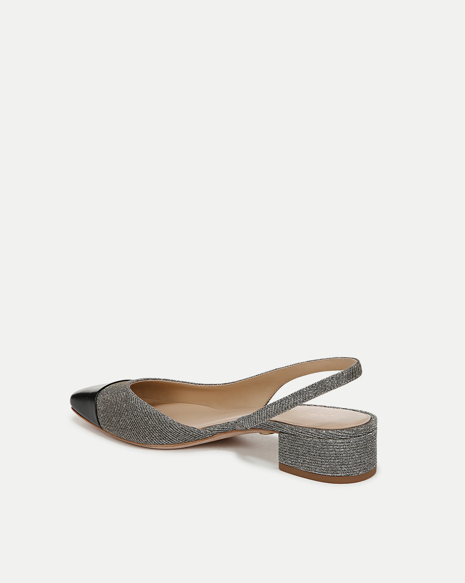 Cecile Lurex Cap-Toe Slingback