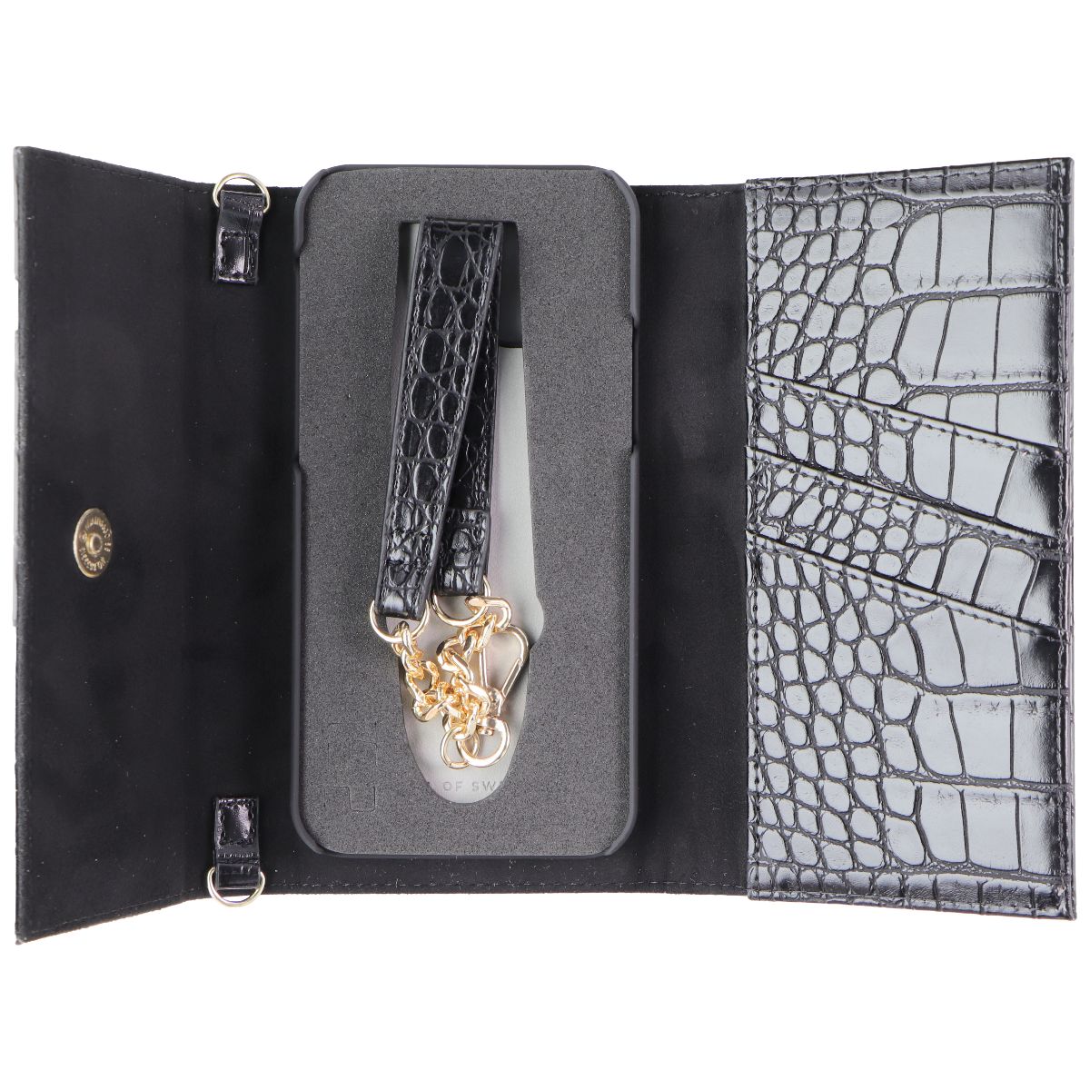 iDeal of Sweden Signature Clutch Case for iPhone 12 and 12 Pro - Jet Black Croco - New