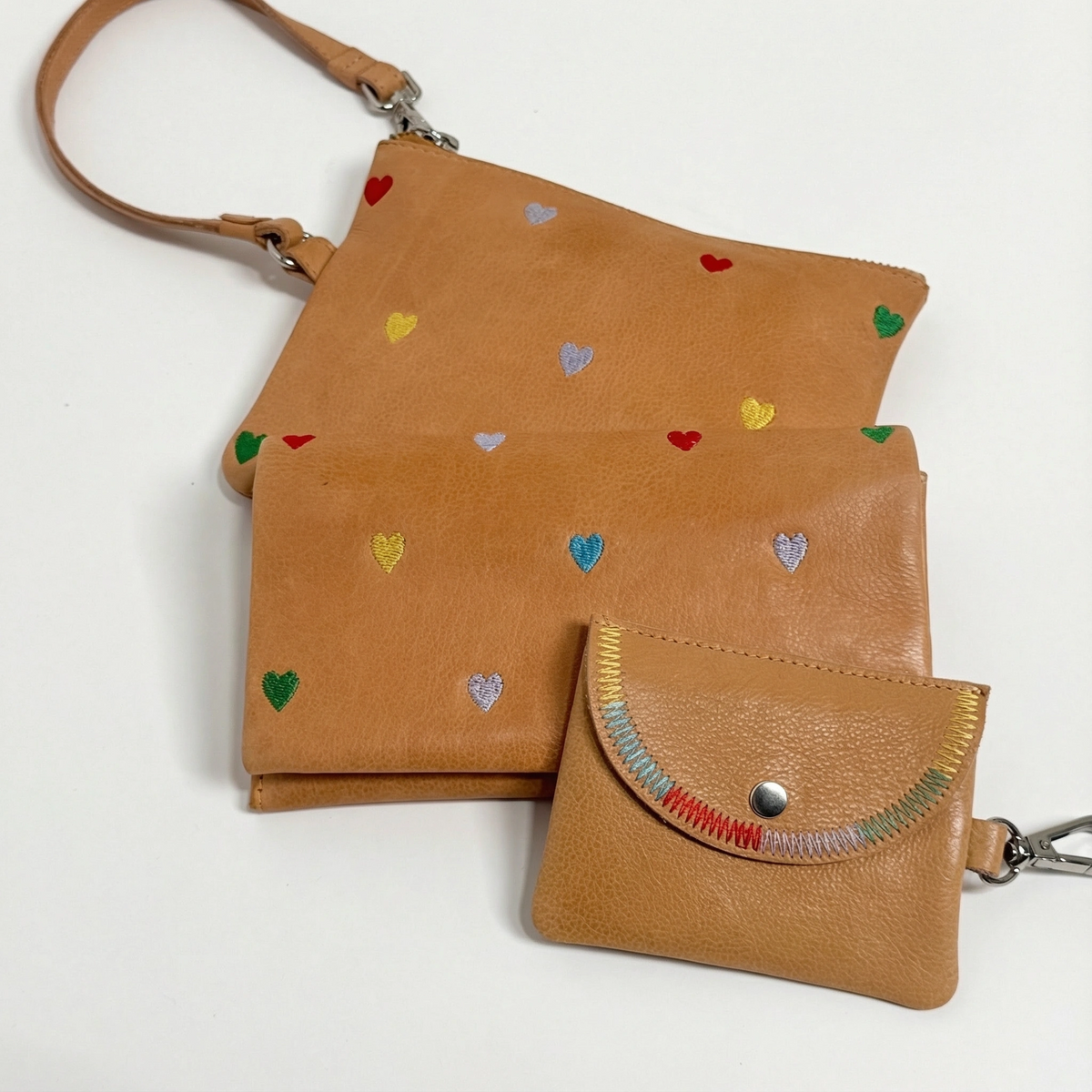 Heart Leather Zip Pouch