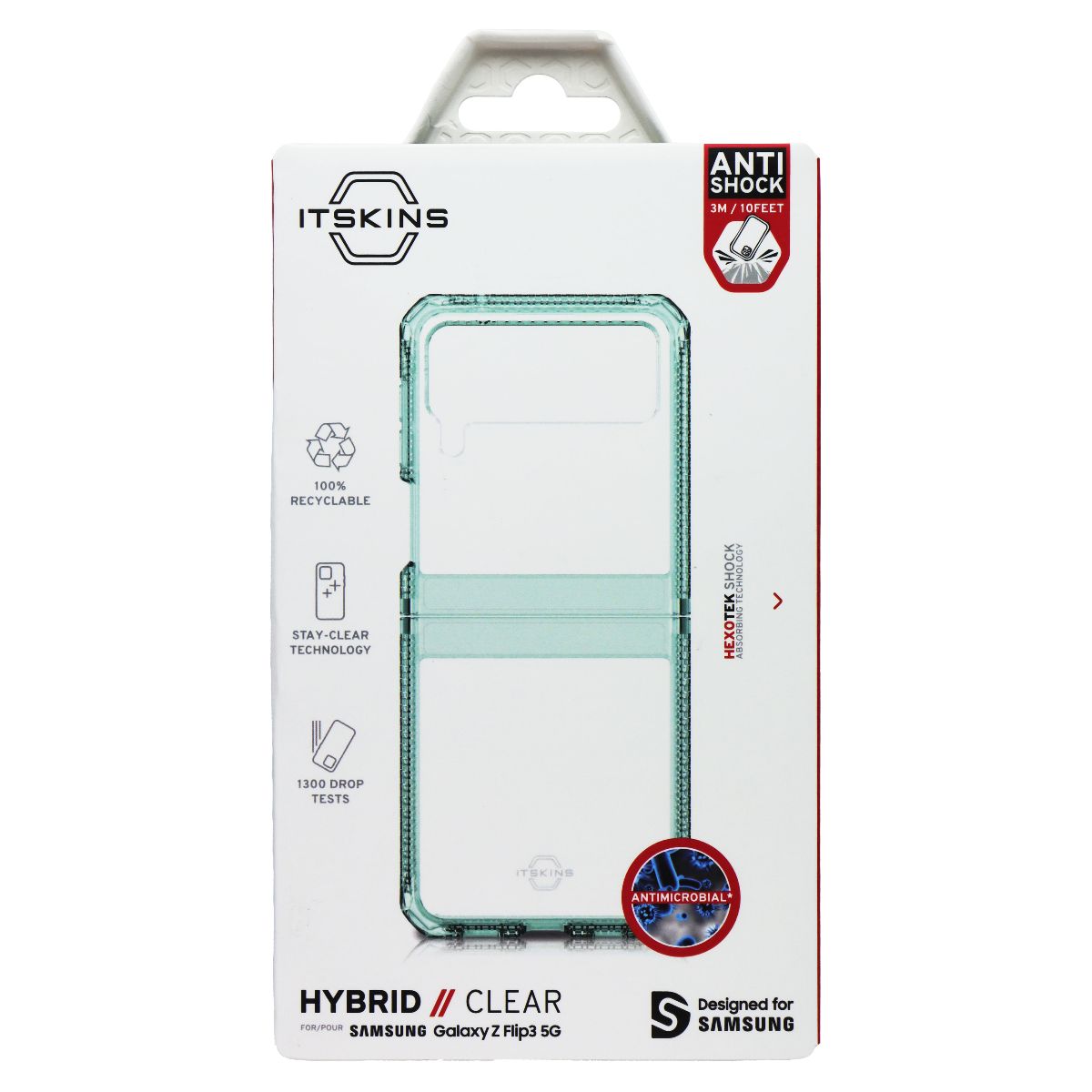 ITSKINS Hybrid // Clear Series Case for Samsung Galaxy Z Flip3 5G - Light Green - New