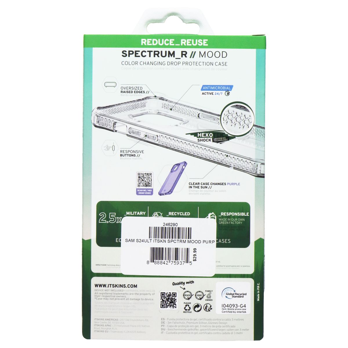 ITSKINS Spectrum_R Mood Case for Samsung Galaxy S24 Ultra - Clear / Purple - New