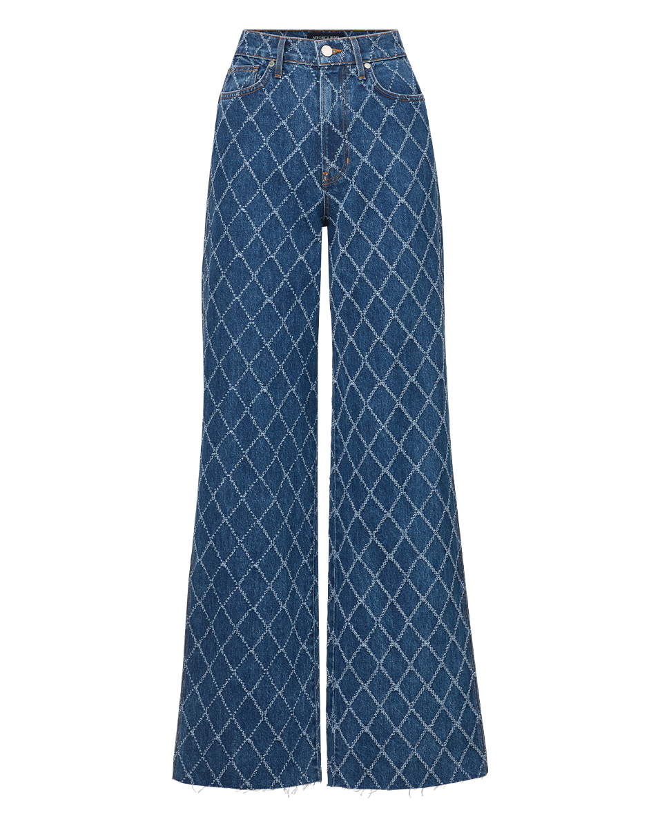 Taylor Diamond Printed Wide-Leg Jean