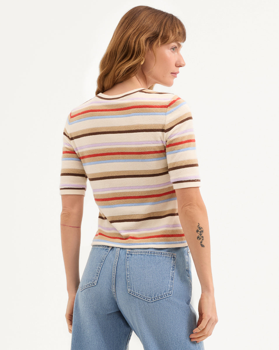 Brendan Striped Short-Sleeve Cardigan