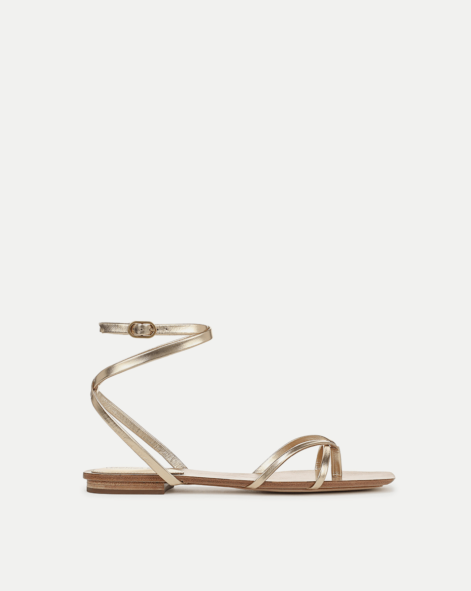 Allegra Metallic Ankle-Wrap Sandal