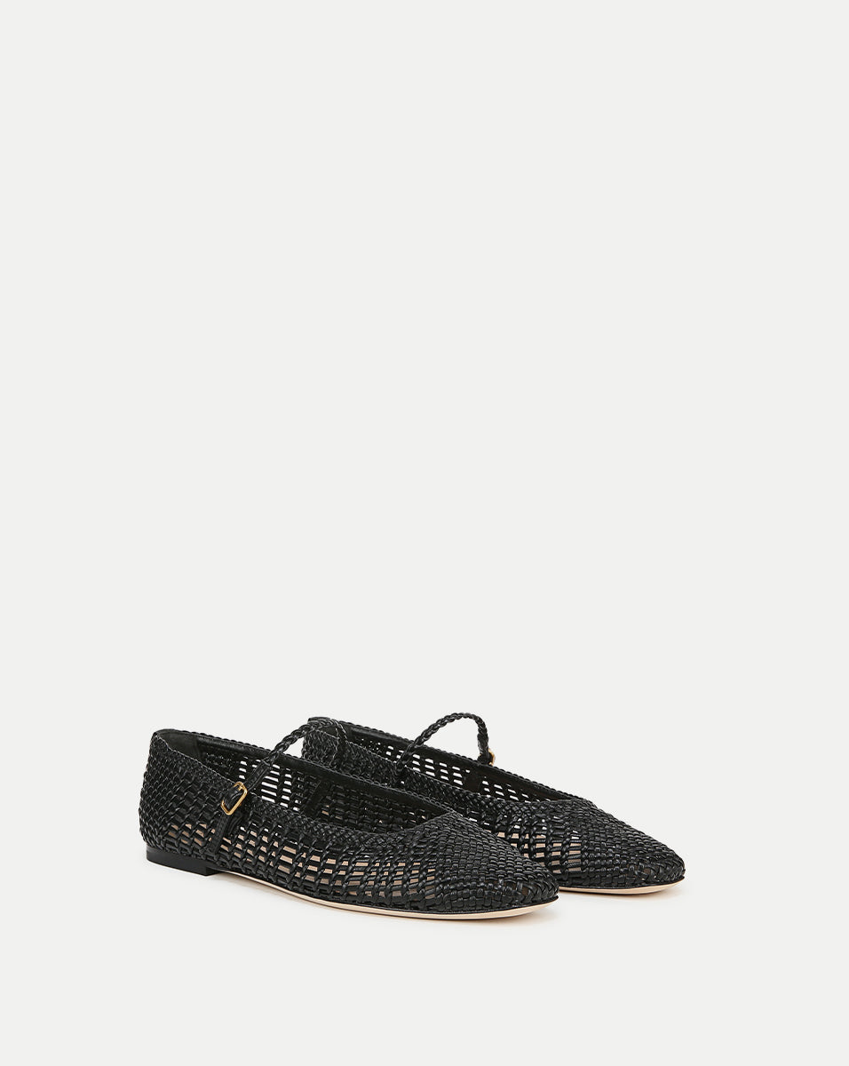 Ellie Woven-Leather Flat