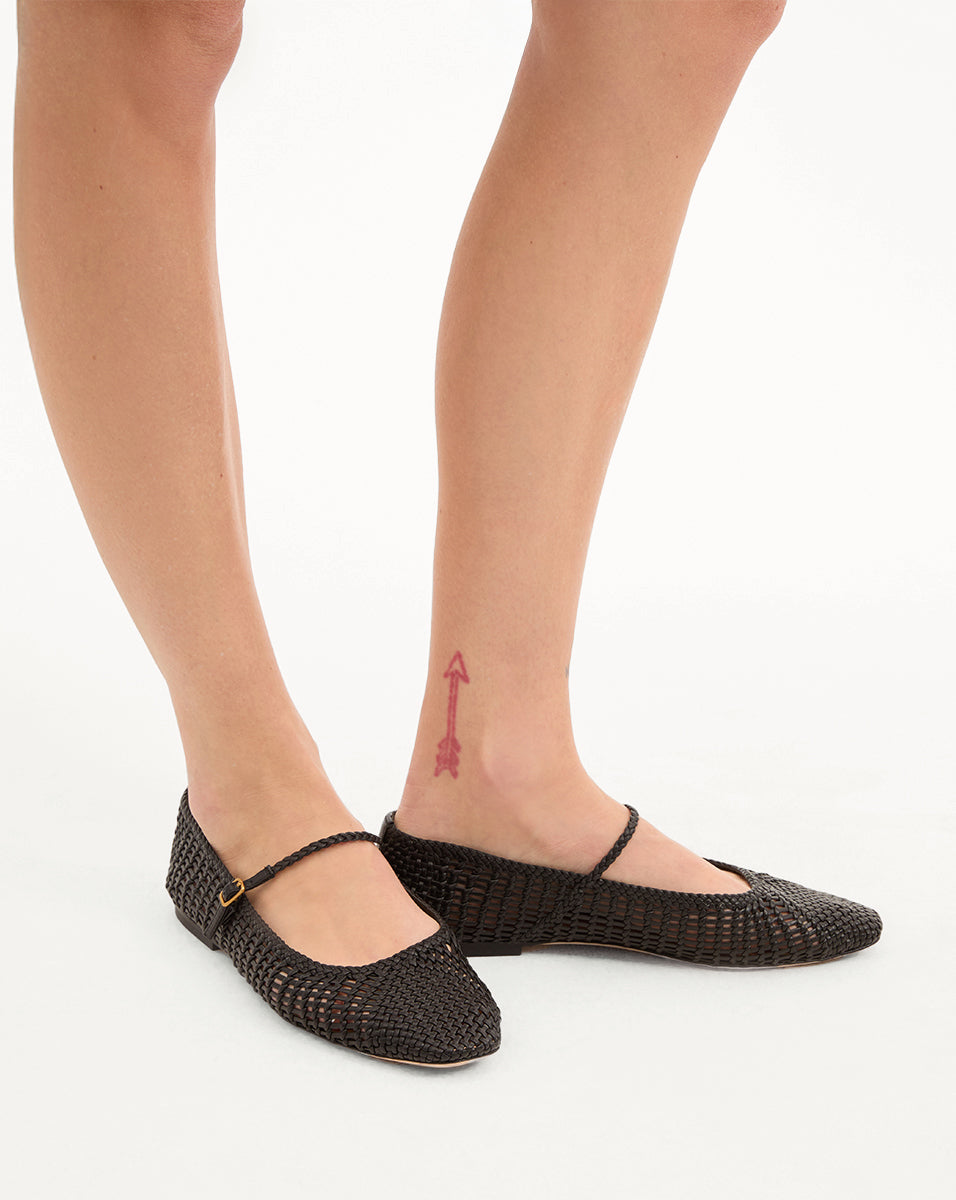Ellie Woven-Leather Flat