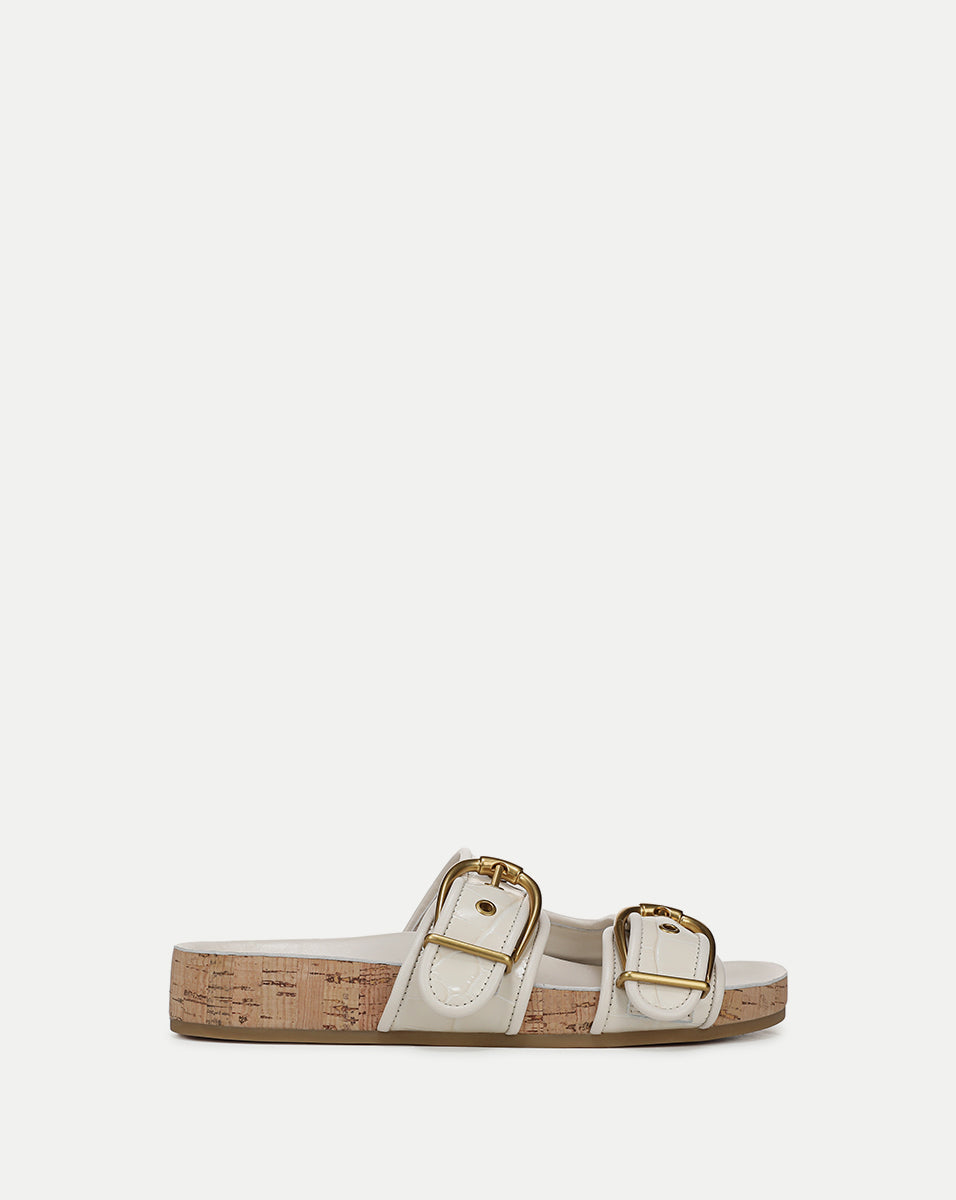 Prue Croc-Embossed Buckle Sandal