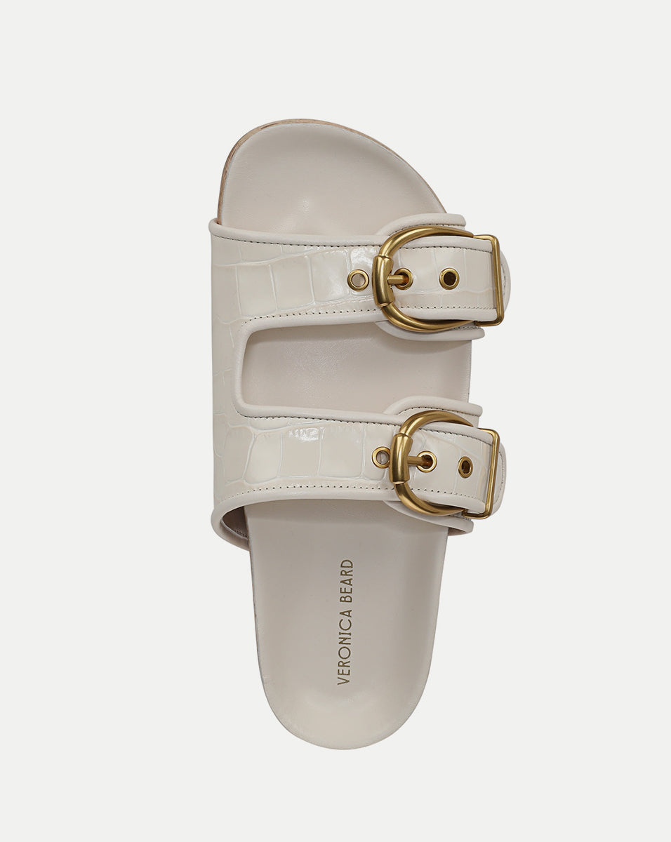 Prue Croc-Embossed Buckle Sandal