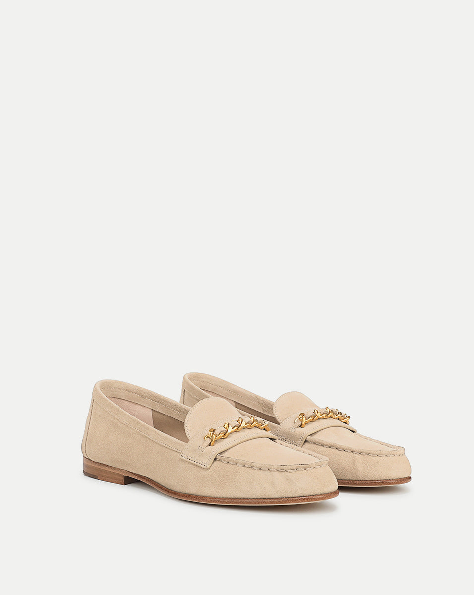 Penny Suede Chain-Link Loafer