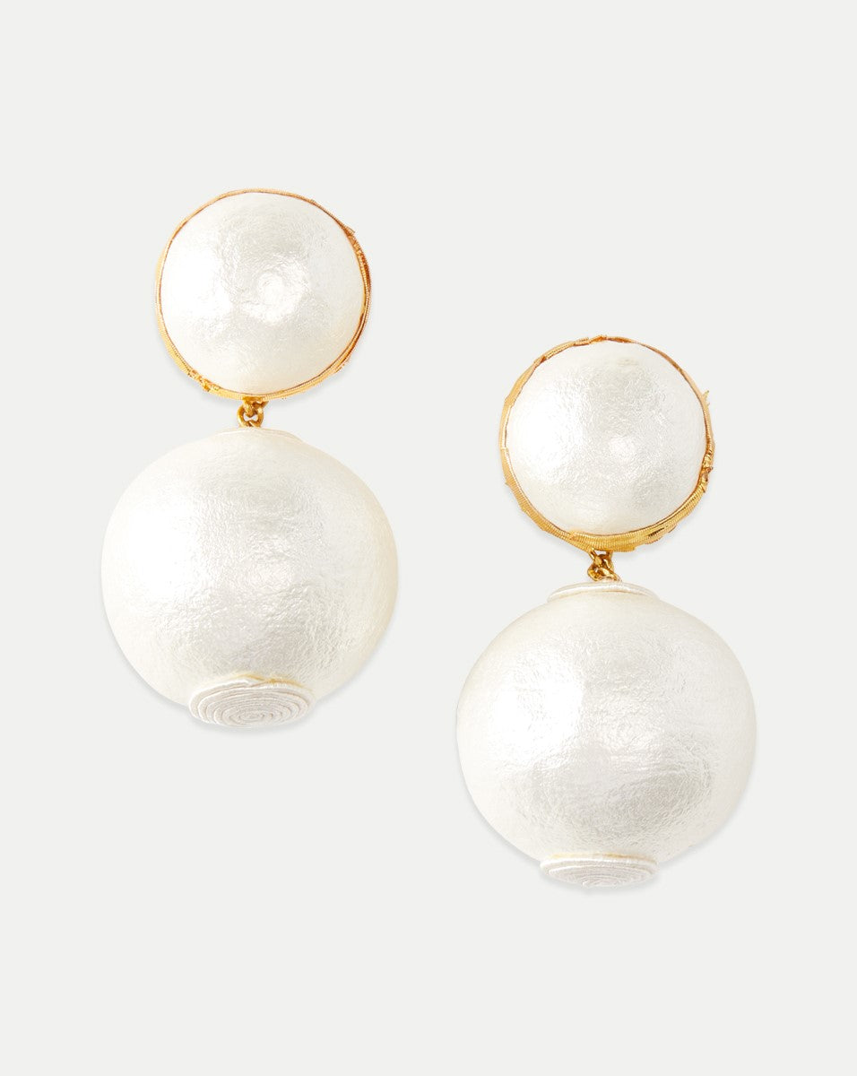 Pearl 2 Drop Earrings | Clip Backing