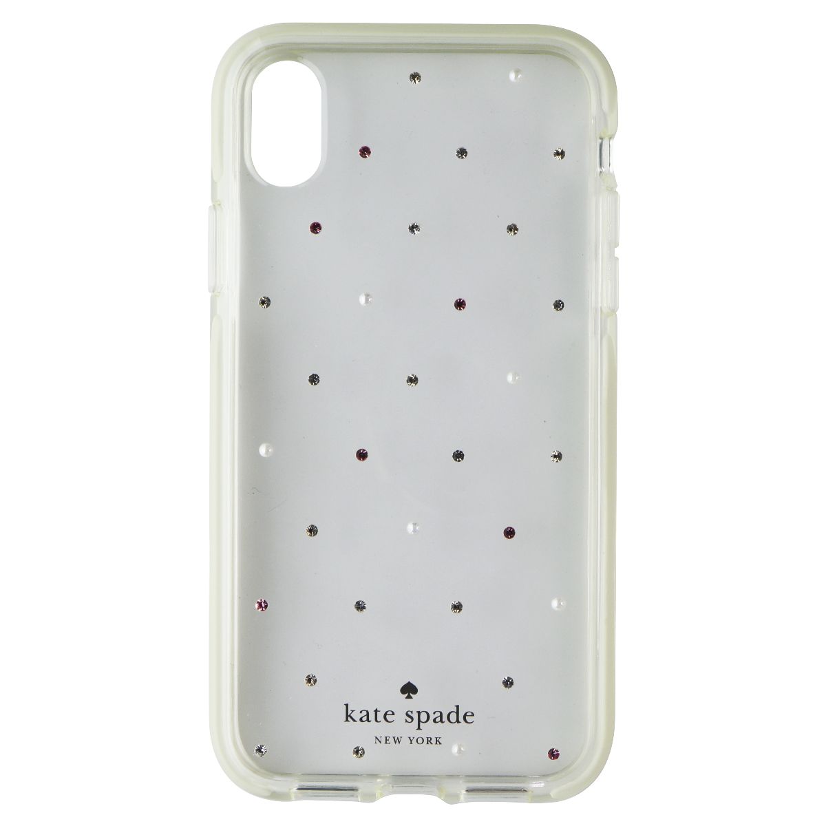 Kate Spade Defensive Hardshell Case for Apple iPhone XR - Clear / Pin Dot Gems - New