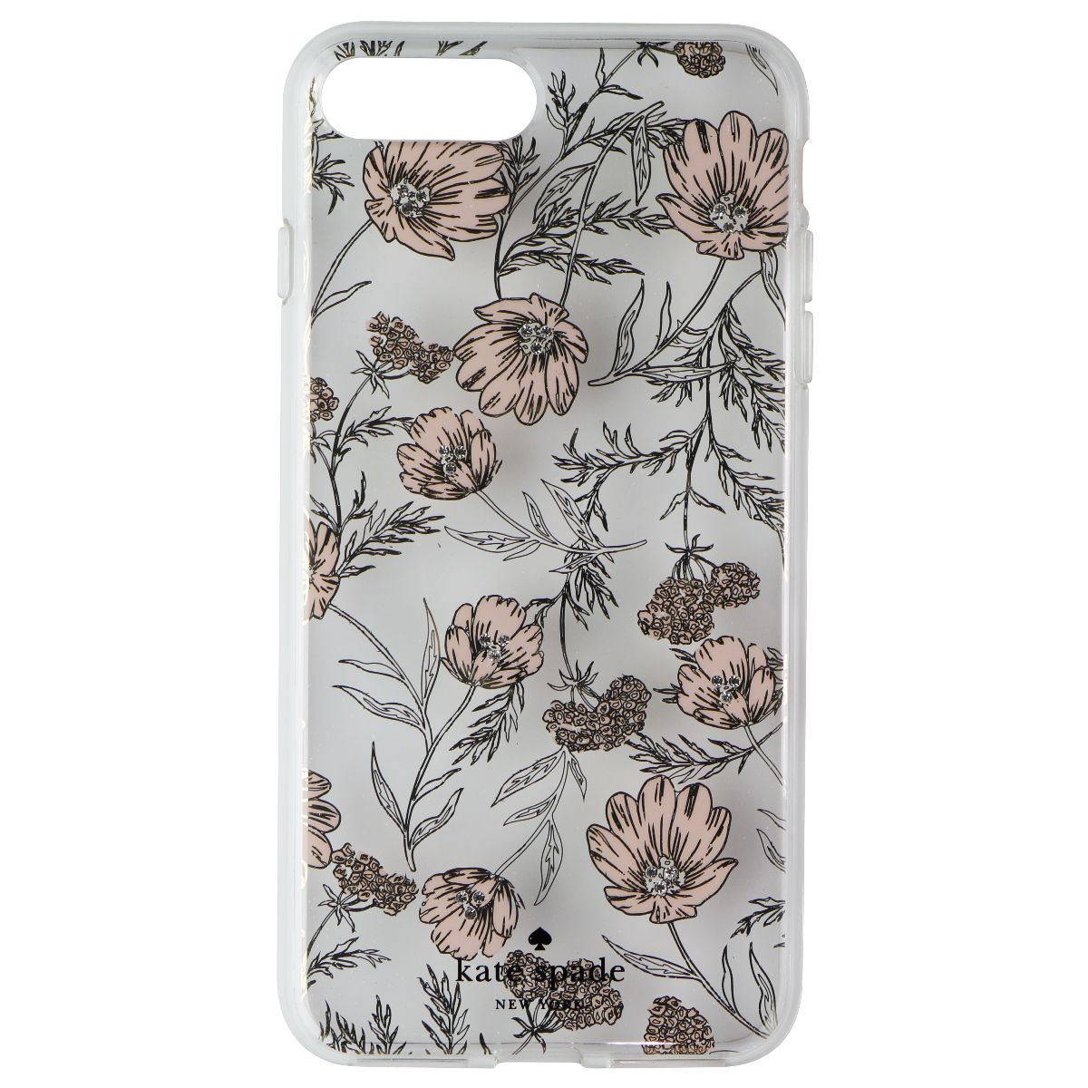 Kate Spade Hybrid Case for iPhone 8 Plus / 7 Plus - Clear / Pink Blossoms / Gems - New