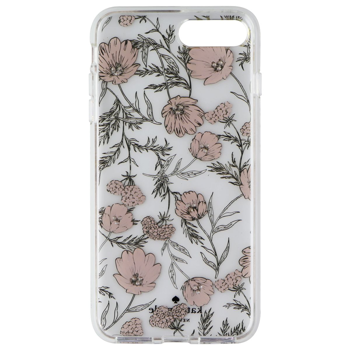 Kate Spade Hybrid Case for iPhone 8 Plus / 7 Plus - Clear / Pink Blossoms / Gems - New