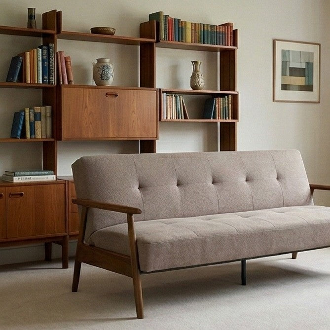 Oslo Mid-Century Modern Tufted Sofa Bed - Oatmeal