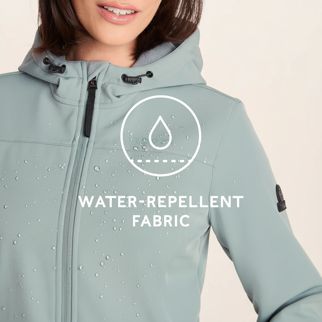 Keld Womens Shower Resistant Hooded Softshell Jacket - Smokey Teal