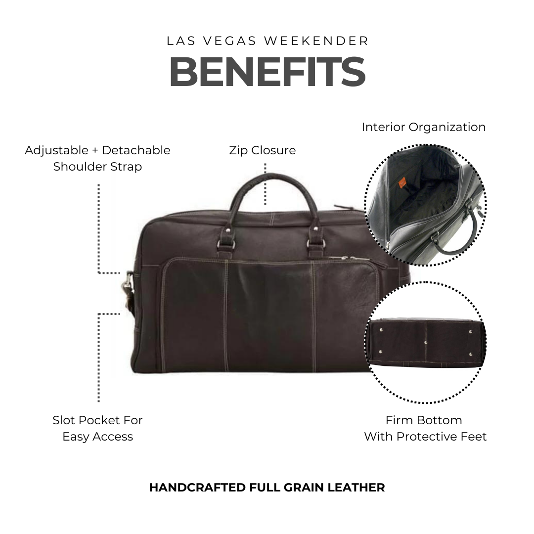 Las Vegas Leather Weekender Bag