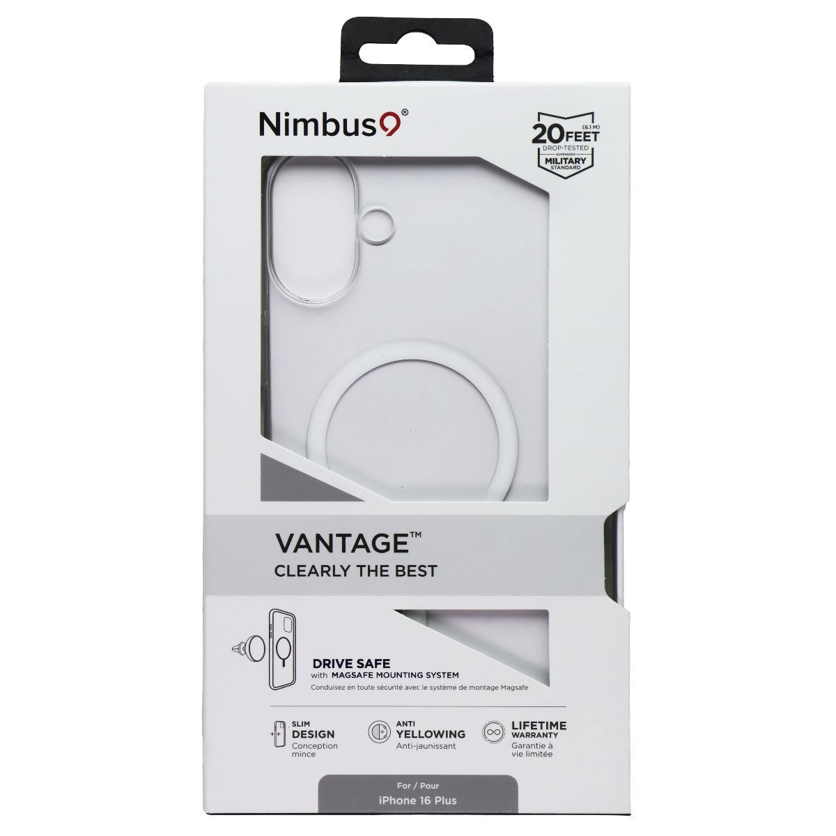 Nimbus9 Vantage Series Case for MagSafe for Apple iPhone 16 Plus - Clear - New