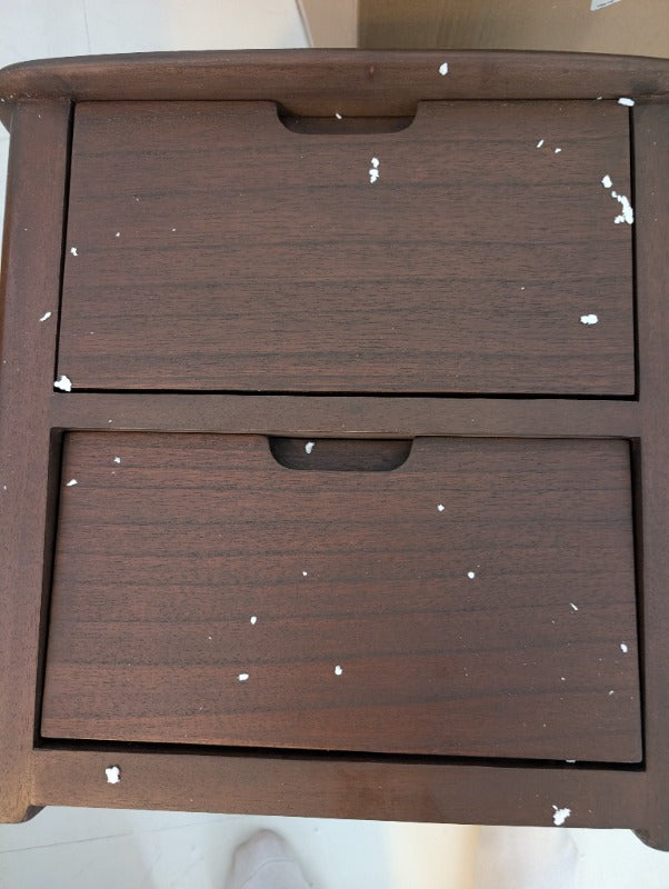 Norway Dark Walnut Wooden Bedside Table (Imperfect Drawers)