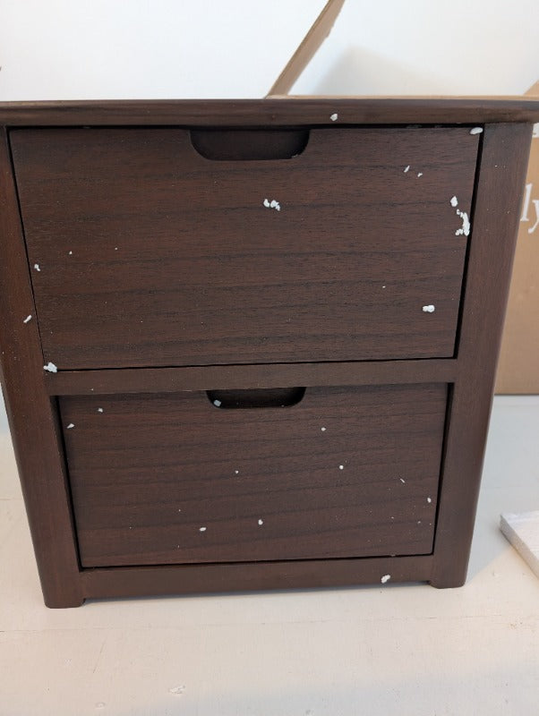 Norway Dark Walnut Wooden Bedside Table (Imperfect Drawers)