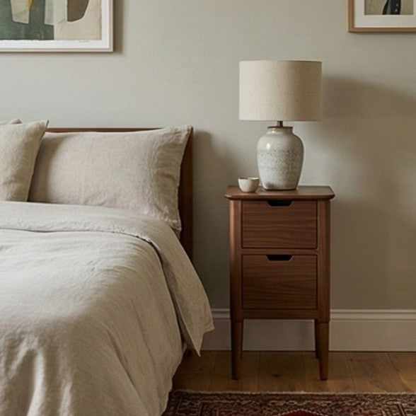 Norway Narrow Warm Walnut Bedside Table