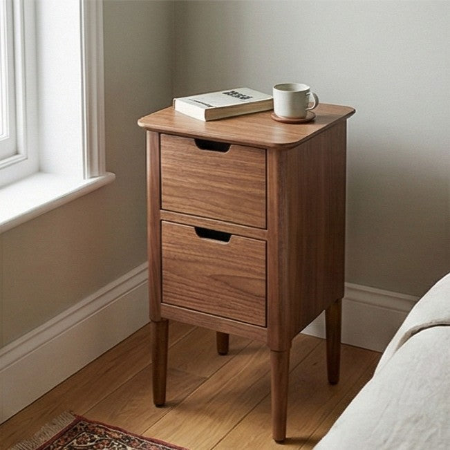 Norway Narrow Warm Walnut Bedside Table