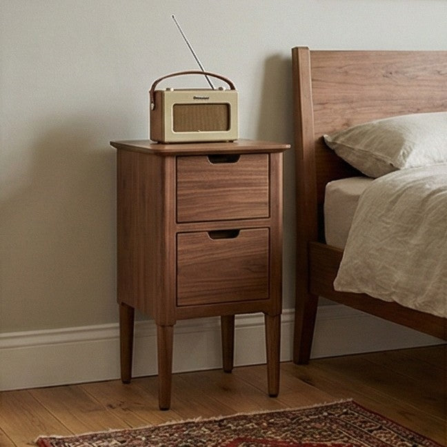 Norway Narrow Warm Walnut Bedside Table