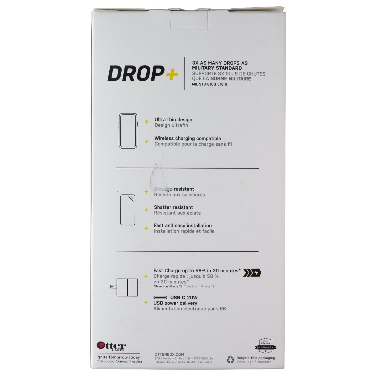 OtterBox Protection + Power Kit iPhone 12/Pro Clear Case & White/Gold Adapter - New