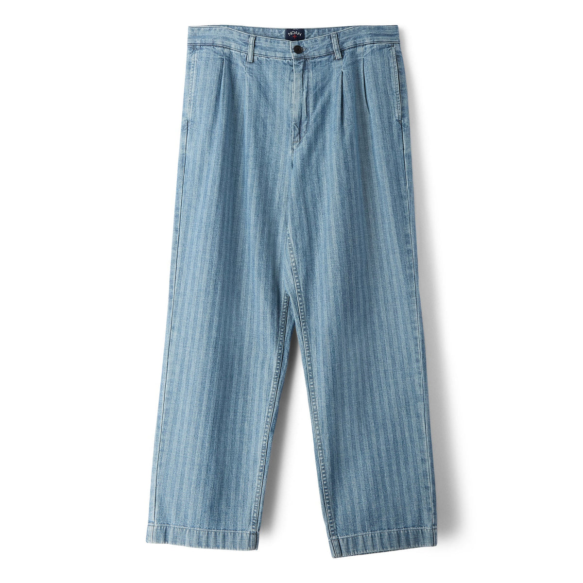 Noah Double-Pleat Herringbone Denim Pant (Blue herringbone)
