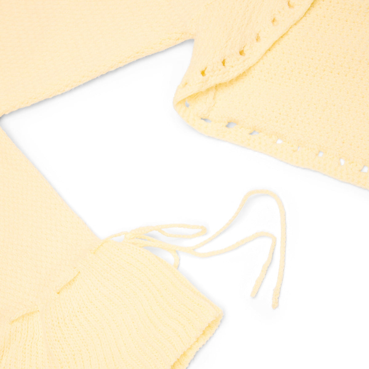Danielle Guizio Crochet Ruffle Sleeve Bolero (Honey butter)