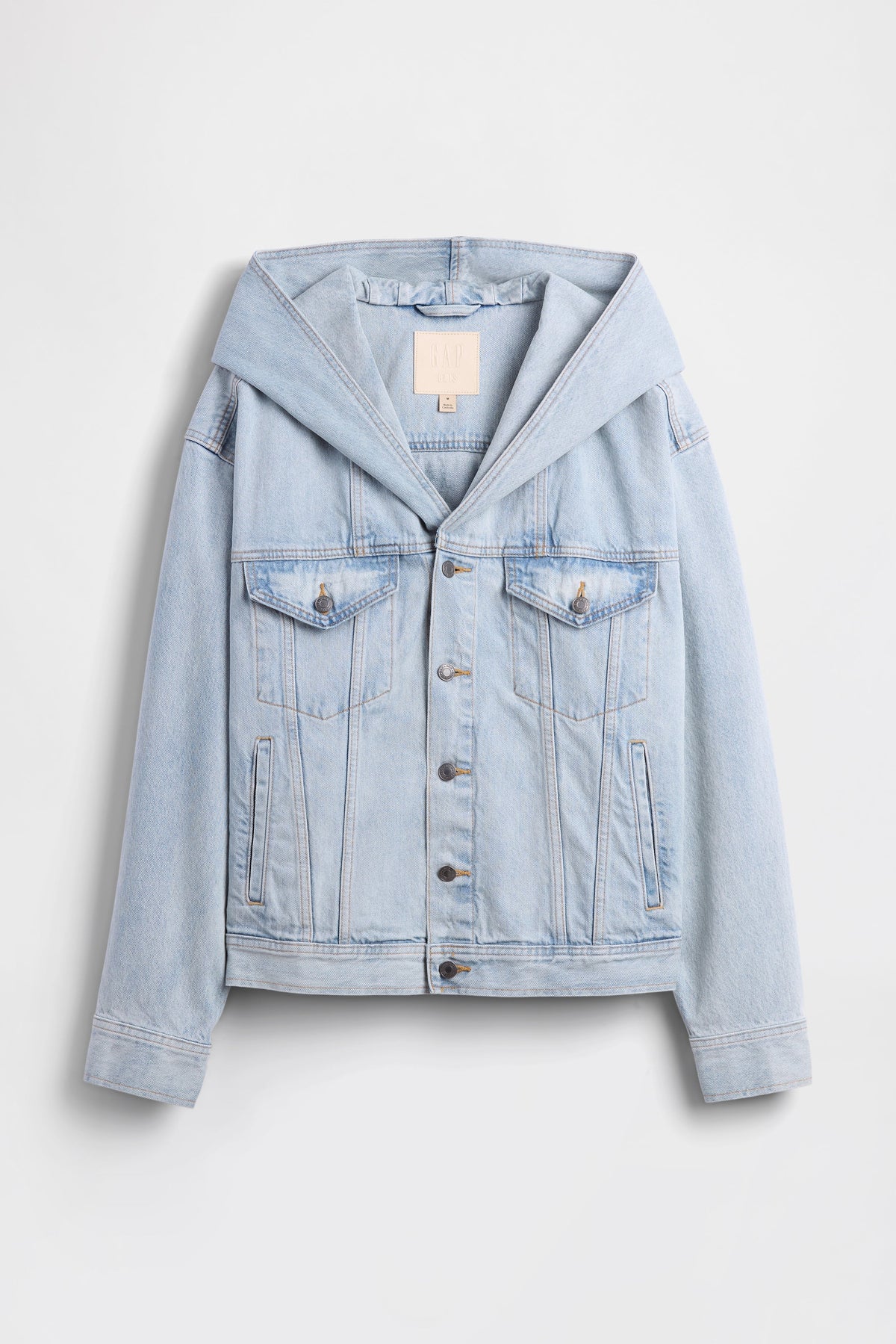 GAP X BEIS Hooded Denim Jacket in Medium Wash