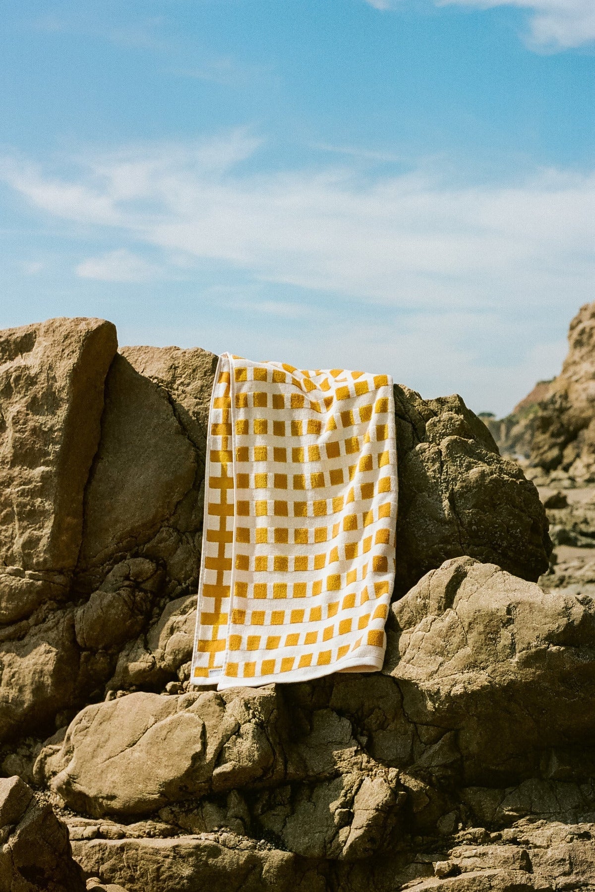 Capri Check Beach Towel - FINAL SALE (Marigold with Natural)