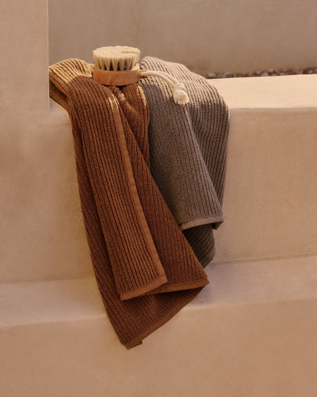 4+4 Soft Rib Bath Bundle - Warm Grey