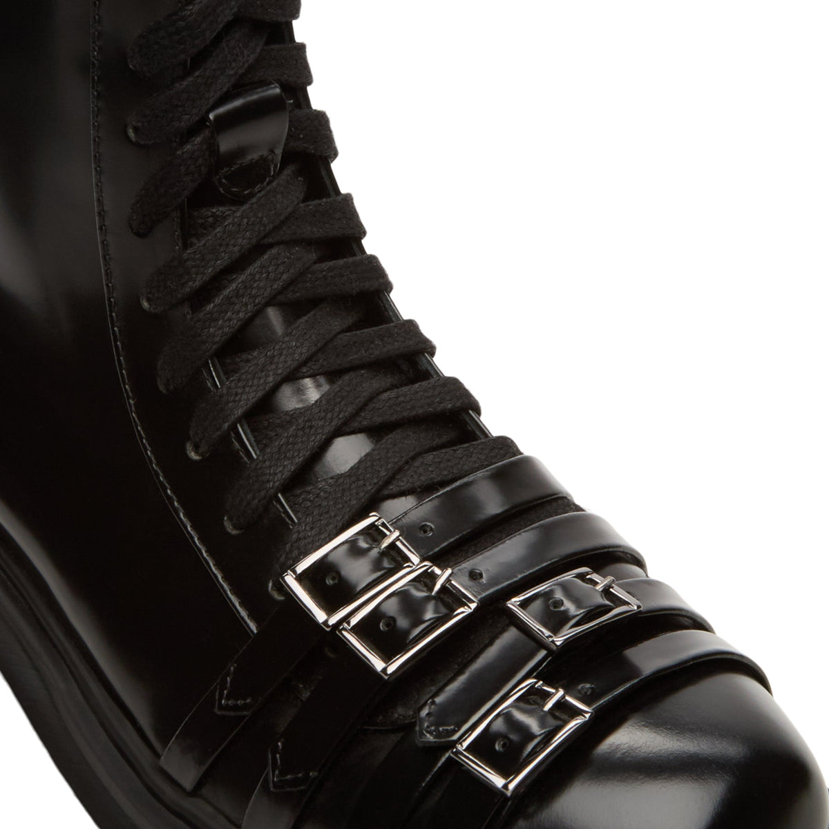 Simone Rocha Platform Buckle Combat Boot (Black)