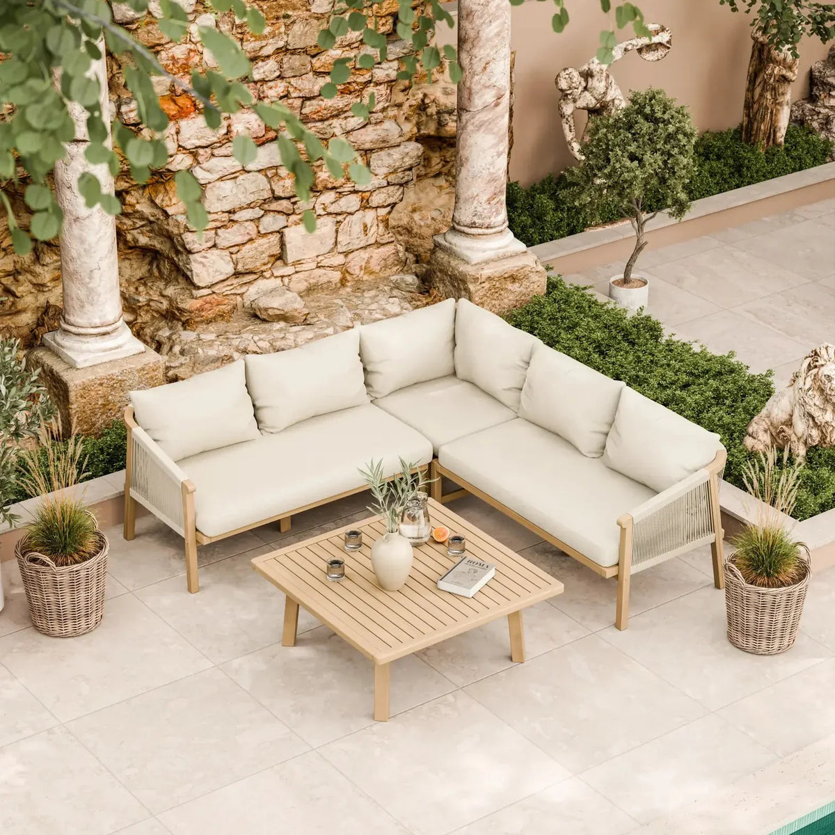 Roma 5 Seater Corner Lounge Set with 90cm Square Coffee Table