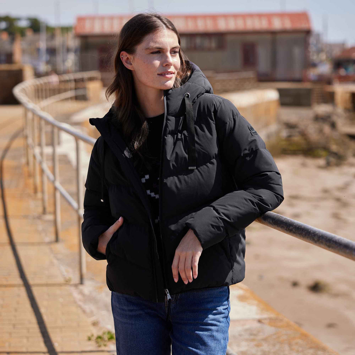 Raleigh Luxe Womens Shower Resistant Down Insulated Jacket - Black