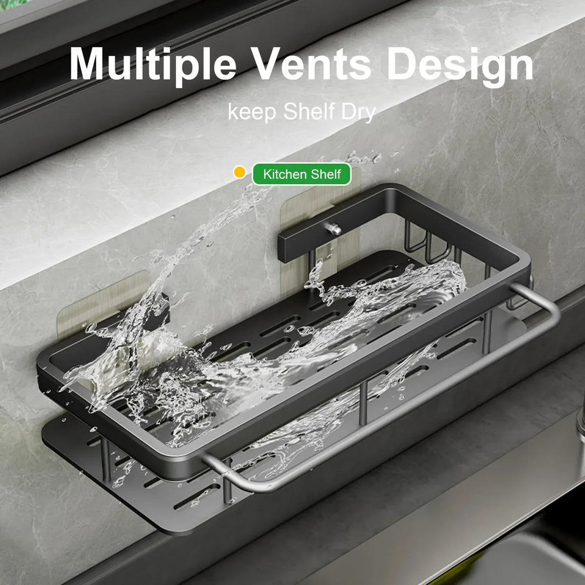 Wall-Mounted Kitchen Sink Drainer & Sponge Holder
