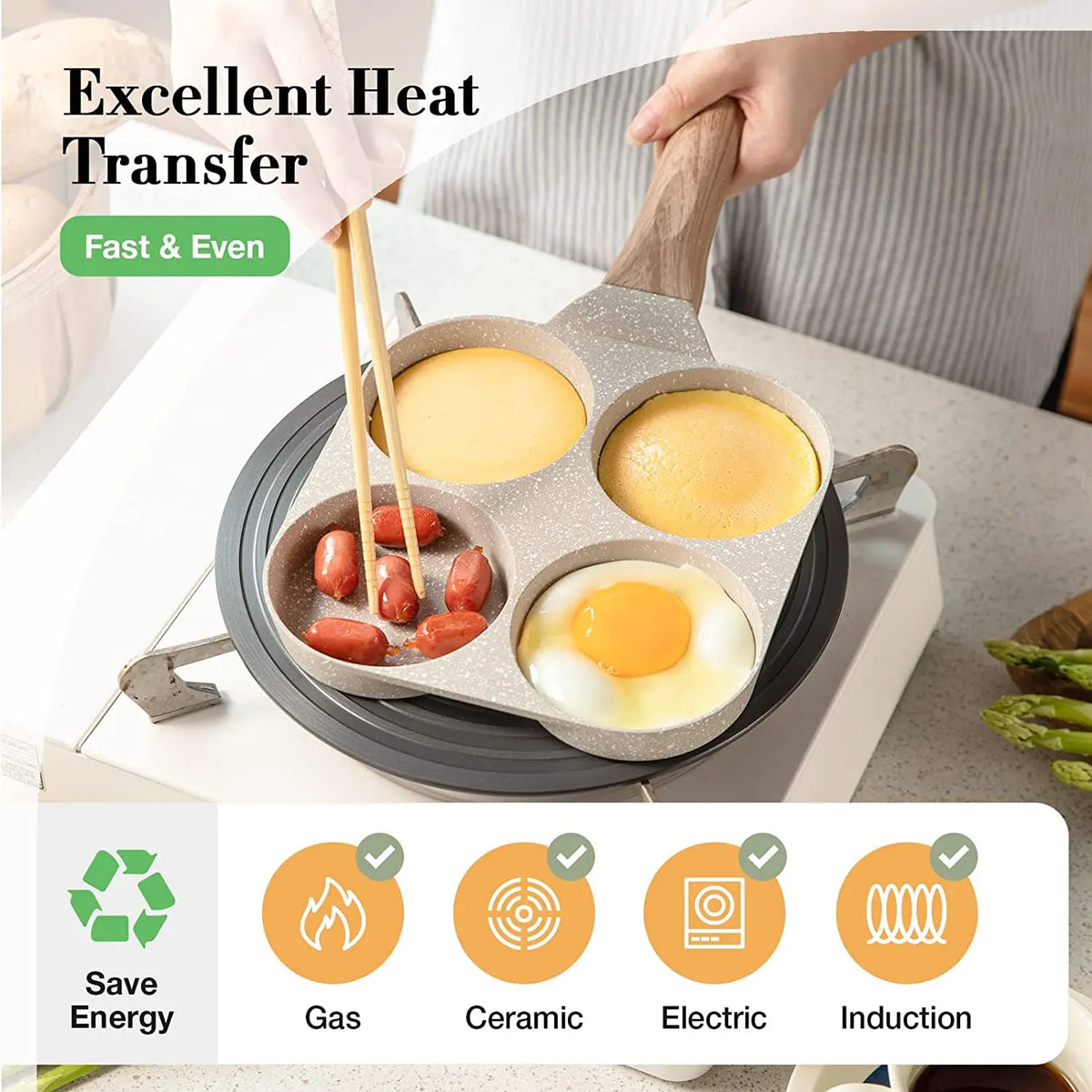 Four-Hole Egg Pancake Frying Pan