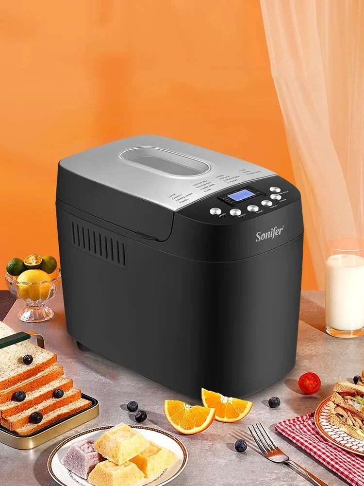 1.5kg Automatic Bread Machine 850w Programmable Bread Maker 15-hour Pre-set Timer Control Panel With Lcd Display Sonifer