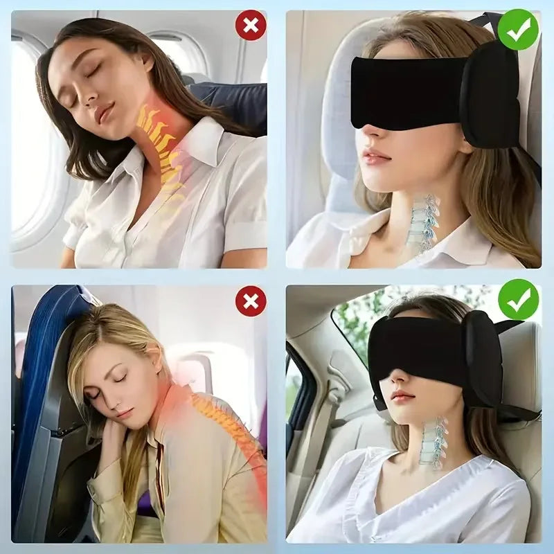 Adjustable Travel Neck Pillow with Eye Mask Set