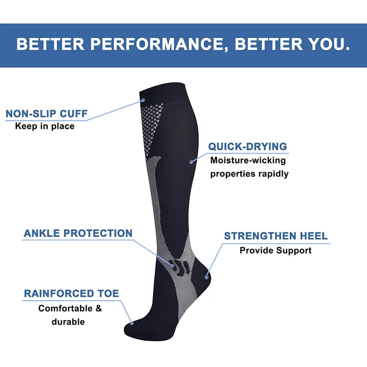 Long Sports & Travel Unisex Compression Socks