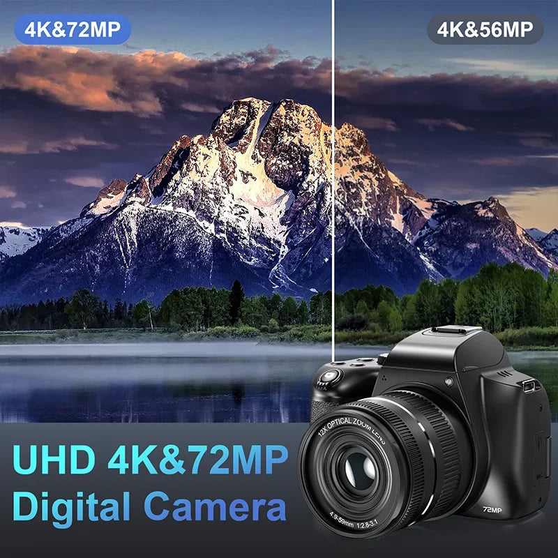Digital Camera 4K 72MP with 12X Optical Zoom
