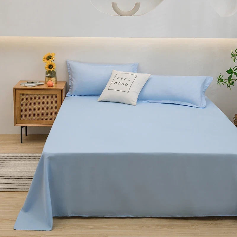 Soft Solid Color Flat Bedsheet – Single, Double, Queen & King Size
