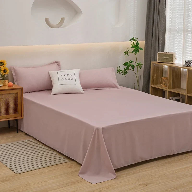 Soft Solid Color Flat Bedsheet – Single, Double, Queen & King Size