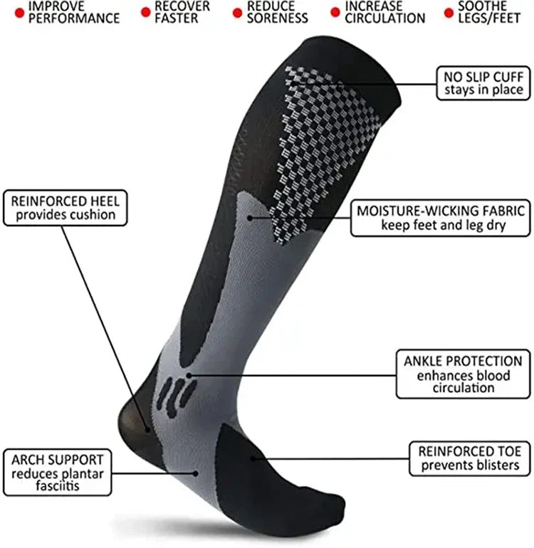 Supportive Long Socks for Sports, Travel &amp; Everyday Comfort