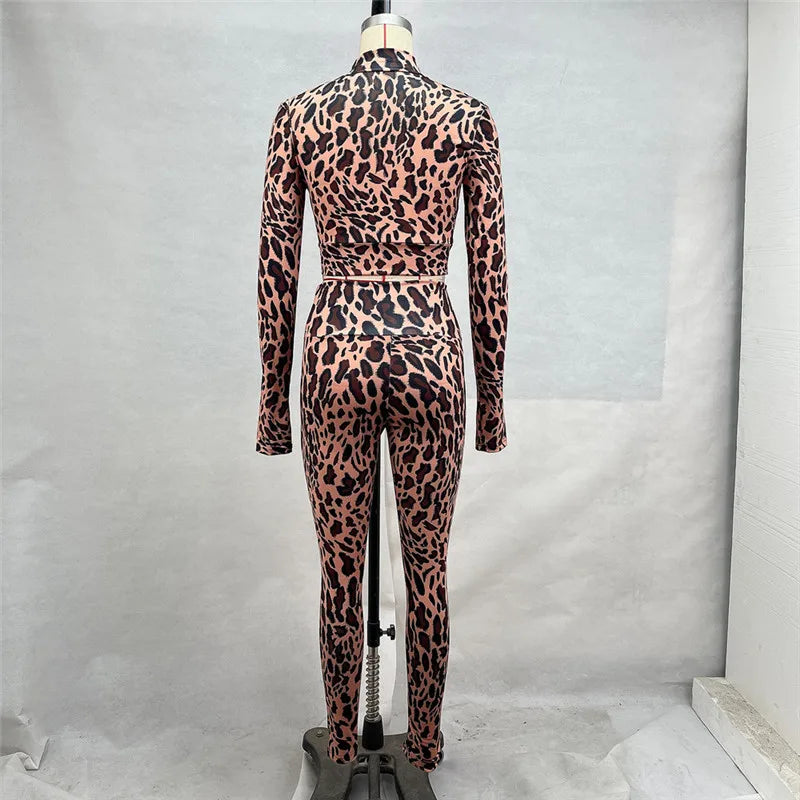 Shestyle Leopard Print Two-Piece Women’s Workout Set
