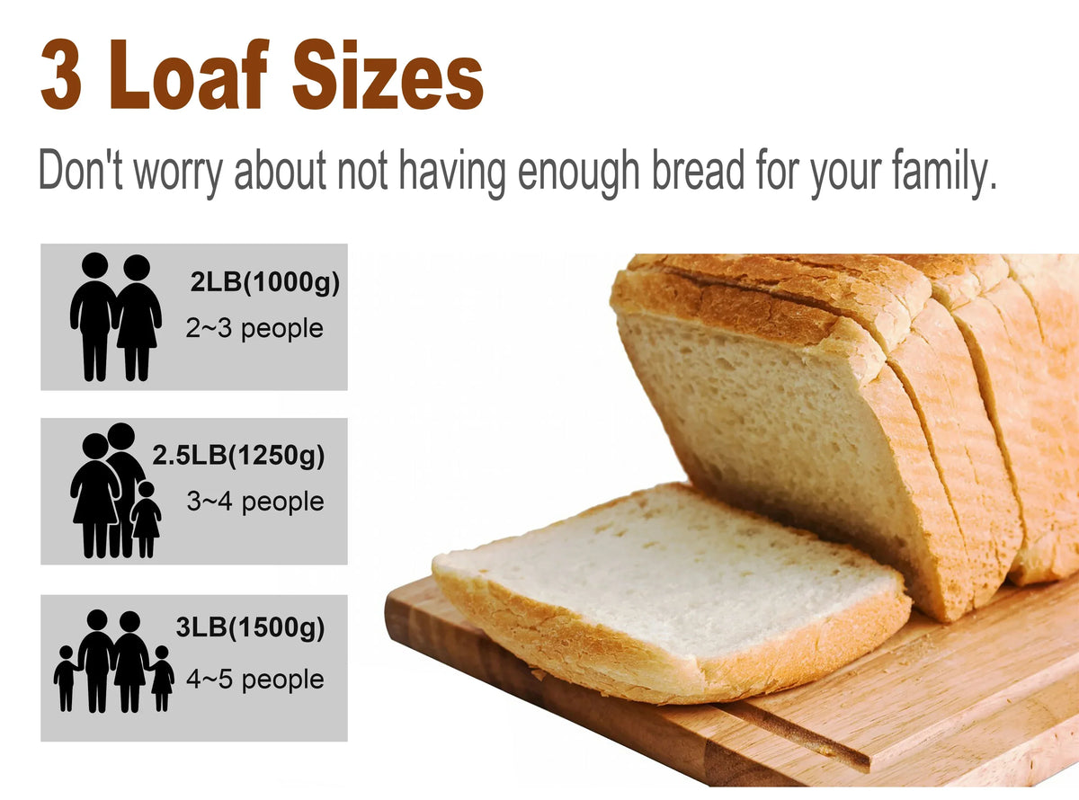 1.5kg Automatic Bread Machine 850w Programmable Bread Maker 15-hour Pre-set Timer Control Panel With Lcd Display Sonifer