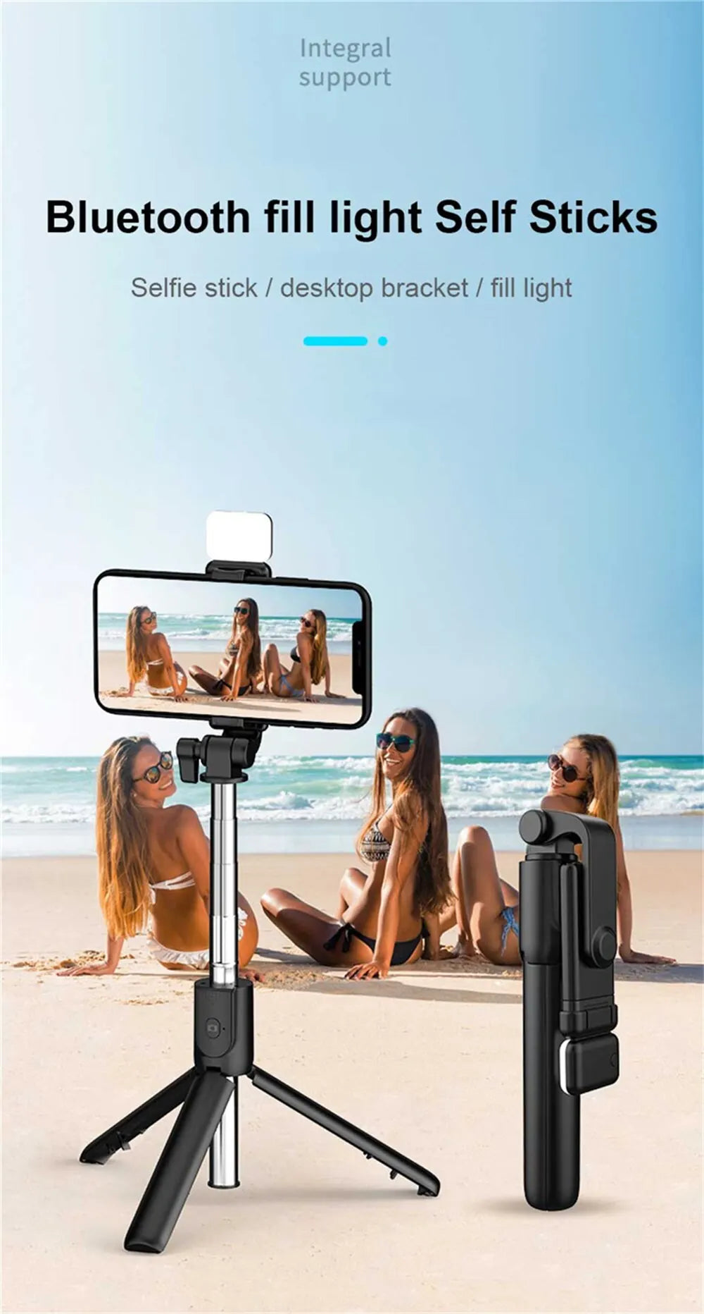 3-in-1 Selfie Stick Bluetooth Remote Tripod