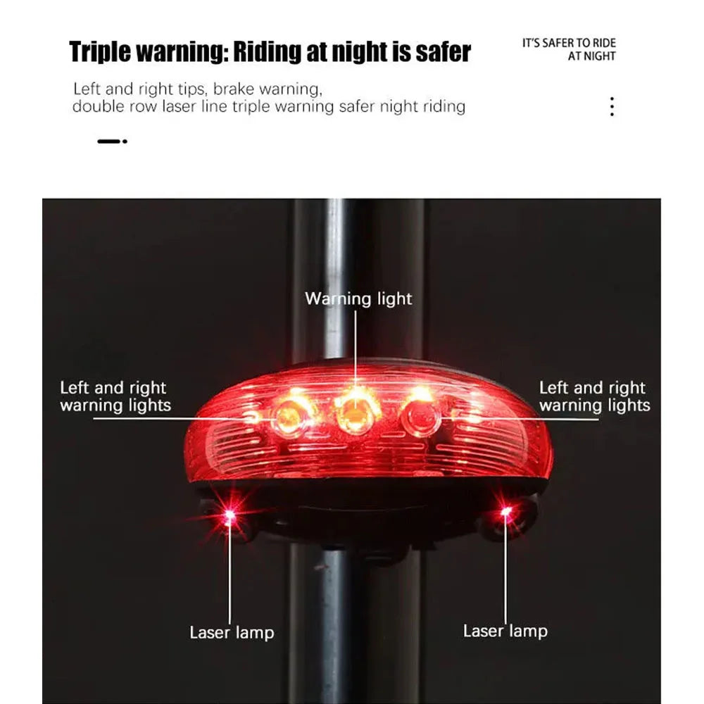 5 LED Bicycle Tail Light with Laser Safety Beam